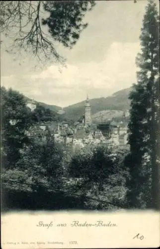 Ak Baden Baden am Schwarzwald, Teilansicht, Kirchturm