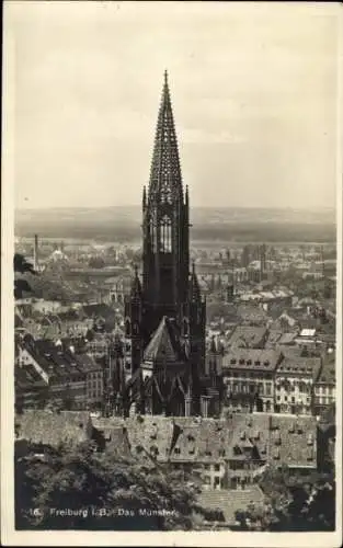 Ak Freiburg im Breisgau, Teilansicht, Münster