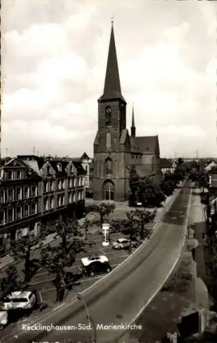 Ak Recklinghausen Süd, an der Marienkirche, Parkplatz