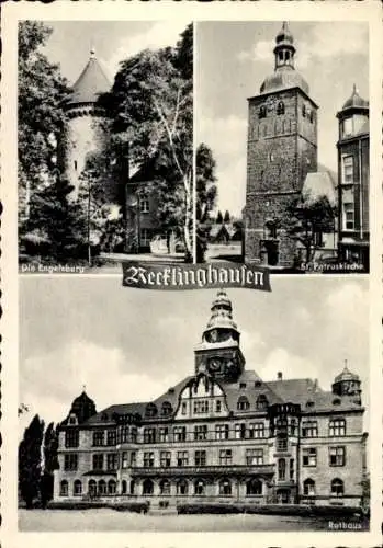 Ak Recklinghausen in im Ruhrgebiet, St. Petruskirche, Engelsburg, Rathaus