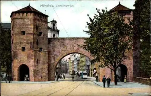 Ak München, Sendlinger Tor, Straßenbahn