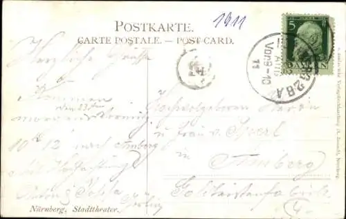 Künstler Ak Hoffmann, Nürnberg in Mittelfranken Bayern, Stadttheater, Spaziergänger