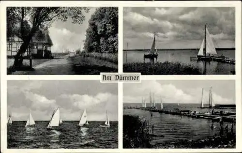 Ak Lembruch in Niedersachsen, Am Dümmersee, Segelboote, Fachwerkhaus von der Straße gesehen