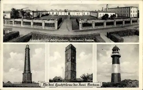 Ak Insel Borkum Ostfriesland, Leuchttürme, Kinderheilstätte Adolfinenheim