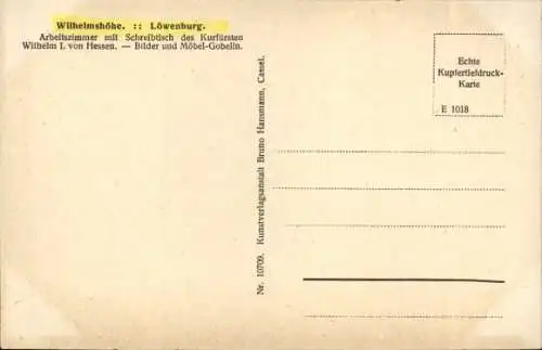 Ak Bad Wilhelmshöhe Kassel in Hessen, Löwenburg, Arbeitszimmer, Schreibtisch Kurfürst Wilhelm I.