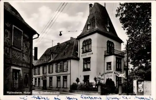 Ak Hattenheim Eltville am Rhein, Hotel-Restaurant Balthasar Ress, Straßenansicht, Garteneingang