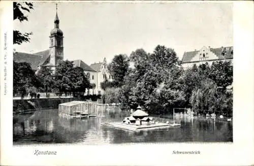 Ak Konstanz am Bodensee, Schwanenteich, Entenhaus