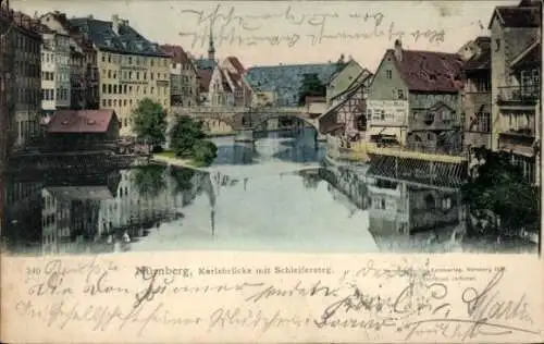 Ak Nürnberg in Mittelfranken, Karlsbrücke, Schleifensteg