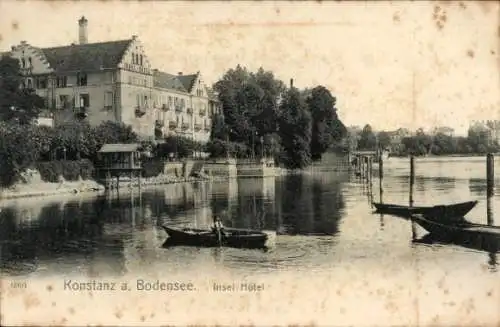 Ak Konstanz am Bodensee, Insel-Hotel, Ruderboot