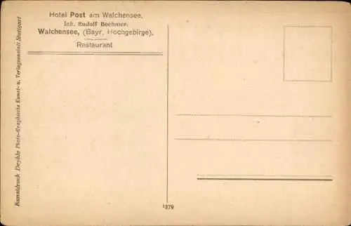 Ak Walchensee Kochel am See, Hotel Post, Innenansicht, Gastraum