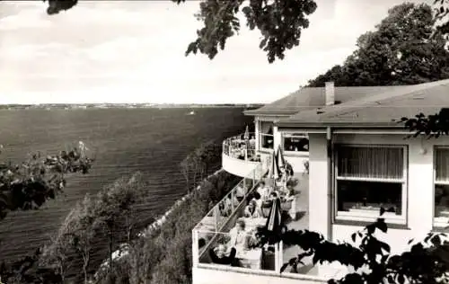 Ak Glücksburg an der Ostsee, Restaurant Cafe Rosenterrasse, Meerblick