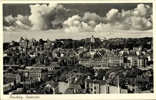 Ak Flensburg in Schleswig Holstein, Stadtmitte, Vogelschau