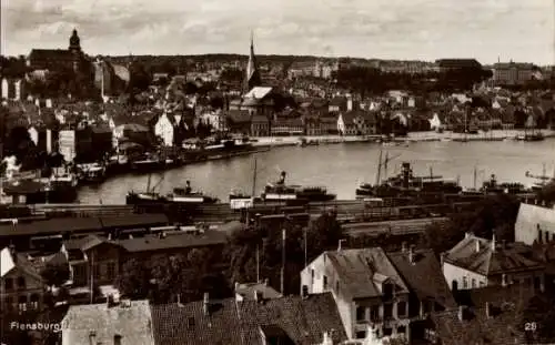 Ak Flensburg in Schleswig Holstein, Panorama, Hafen