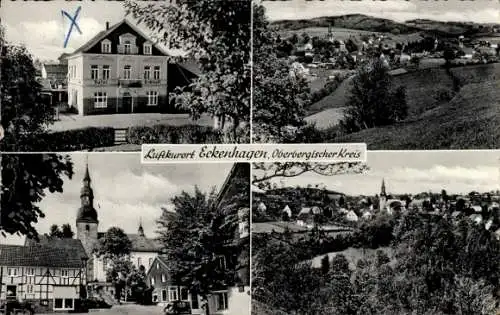 Ak Eckenhagen im Oberbergischen Kreis, Hotel Eickhoff, Kirche, Panorama