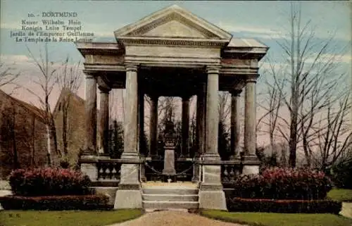 Ak Dortmund im Ruhrgebiet, Kaiser Wilhelm Hain, Königin Luise Tempel, Park