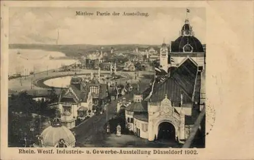 Ak Düsseldorf, Industrie und Gewerbeausstellung 1902, Blick von der Rheinbrücke