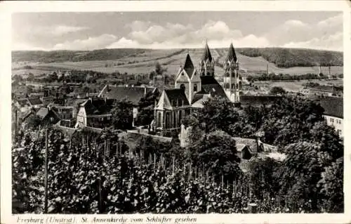 Ak Freyburg Unstrut, Blick auf die St Annenkirche vom Schlüfter aus