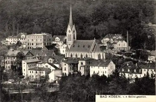 Ak Bad Kösen Naumburg an der Saale, Blick auf den Ort von der Saline aus, Kirche