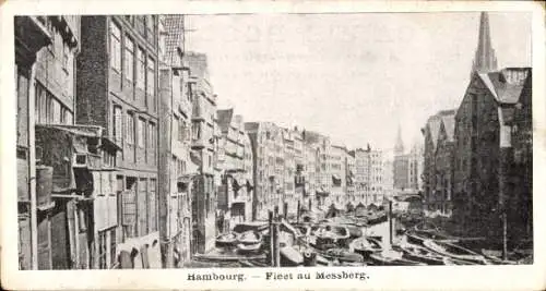 Mini Ak Hamburg Fleet au Messberg, Häuserfassaden, Ruderboote