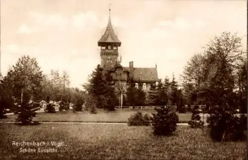 Ak Reichenbach im Vogtland, Schöne Aussicht, Parkanlage, Turm