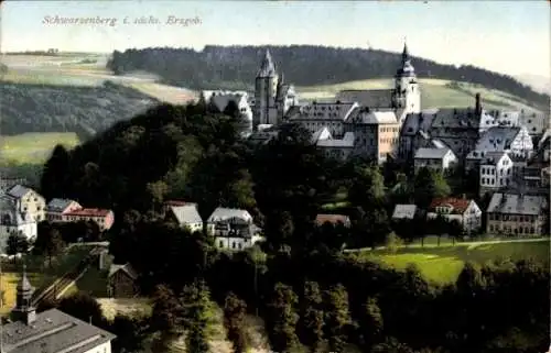 Ak Schwarzenberg im Erzgebirge Sachsen, Panorama der Ortschaft