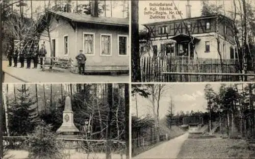 Ak Zwickau in Sachsen, Schießstand des Kgl. Sächs. 9. Infanterie Regiments Nr. 133, Denkmal