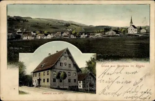 Ak Weitnau im Oberallgäu Schwaben, Panorama, Gasthof zum Adler