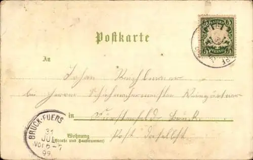 Litho Schondorf am Ammersee Oberbayern, Teilansicht, Kirche