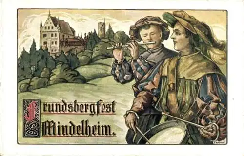 Künstler Ak Mindelheim im Unterallgäu, Frundsbergfest 1912