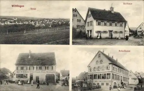 Ak Wittlingen Bad Urach in Württemberg, Gesamtansicht, Rathaus, Spar- und Konsumverein, Schulhaus