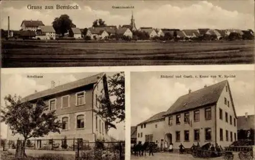 Ak Bernloch Hohenstein Württemberg, Gesamtansicht, Schulhaus, Bäckerei, Gasthof z. Krone, W. Speidel