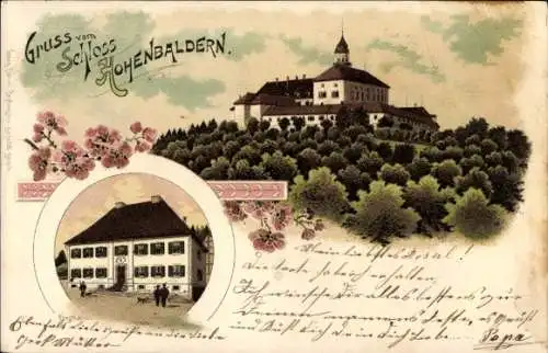 Litho Baldern Bopfingen im Ostalbkreis, Schloss Hohenbaldern, Gasthof