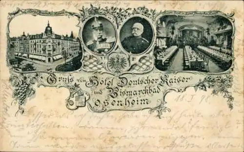 Passepartout Ak Rosenheim Oberbayern, Hotel Deutscher Kaiser und Bismarckbad, Portraits