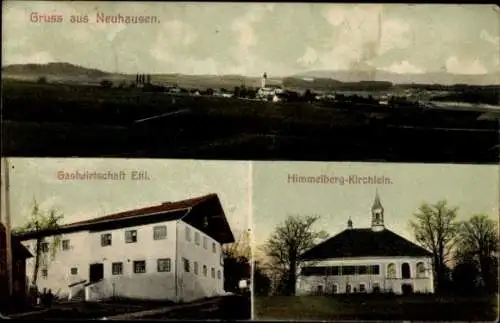 Ak Neuhausen im Erzgebirge, Totale, Gasthof Ettl. Himmelberg Kirchlein