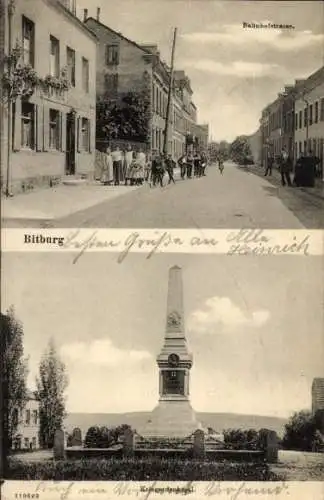 Ak Bitburg, Blick in die Bahnhofstraße, Kriegerdenkmal