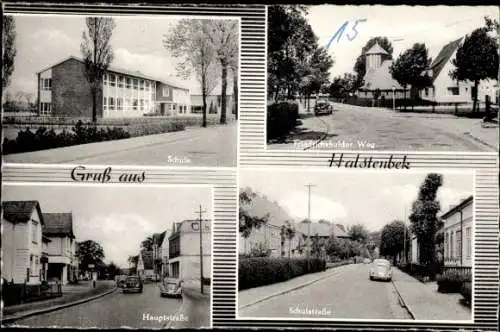 Ak Halstenbek Schleswig Holstein, Schule, Friedrichshulder Weg, Schulstraße, Hauptstraße