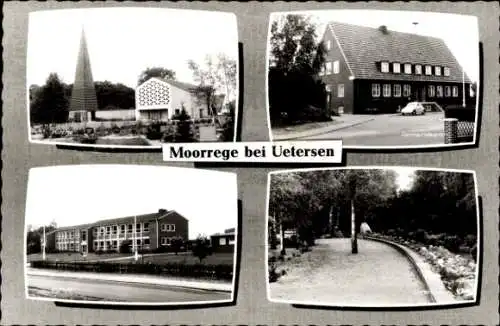 Ak Moorrege bei Uetersen in Holstein, Teilansichten, Kirche, Schule