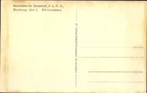 Ak Großhansdorf in Schleswig-Holstein, Heilstätte d. L.-V.-A. Hamburg Abt. I, Wöhrendamm