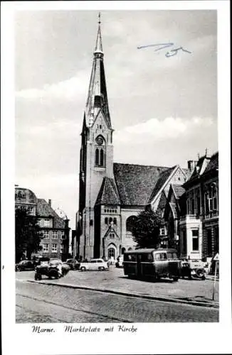 Ak Marne in Holstein, Marktplatz mit Kirche