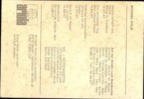 Ak Sänger Michael Holm, Portrait, Autogramm