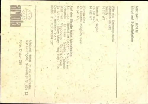 Ak Sänger Michael Holm, Portrait, Autogramm