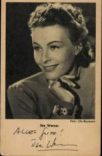 Ak Schauspielerin Ilse Werner, Portrait, Autogramm