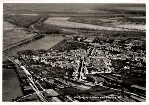 Ak Philippsburg in Baden, Fliegeraufnahme