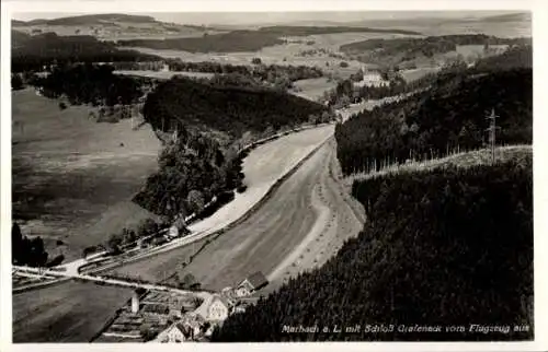 Ak Marbach Gomadingen in Württemberg, Fliegeraufnahme, Schloss Grafeneck