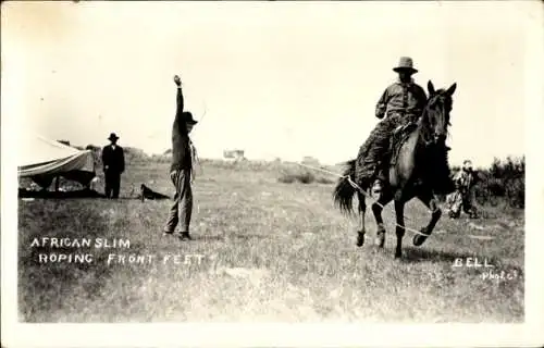 Ak Kanada, Pferd wird mit Lasso eingefangen, African Slim, Roping Front Feet