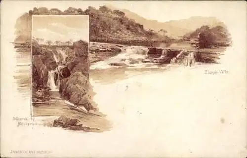 Litho Südafrika, Elands Valley, Waterval bei Nelspruit, Wasserfall