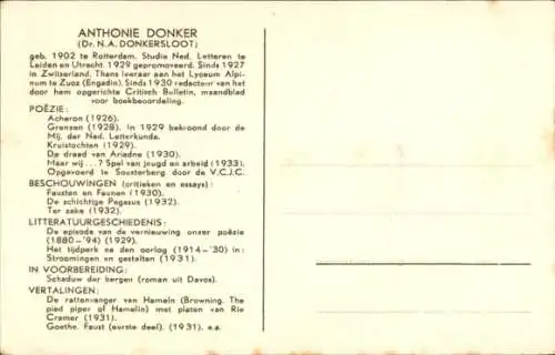 Ak Schriftsteller Anthonie Donker, Dr. N. A. Donkersloot, Portrait