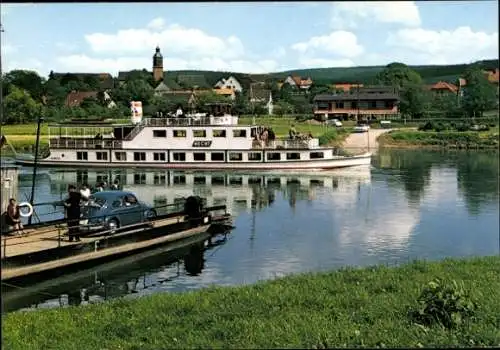 Ak Salondampfer MS Hecht auf der Oberweser, Fähranlegestelle