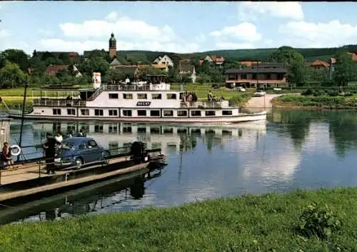 Ak Salondampfer MS Hecht auf der Oberweser, Fähranlegestelle