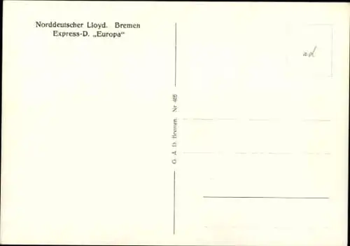 Ak Express Dampfer Europa, NDL